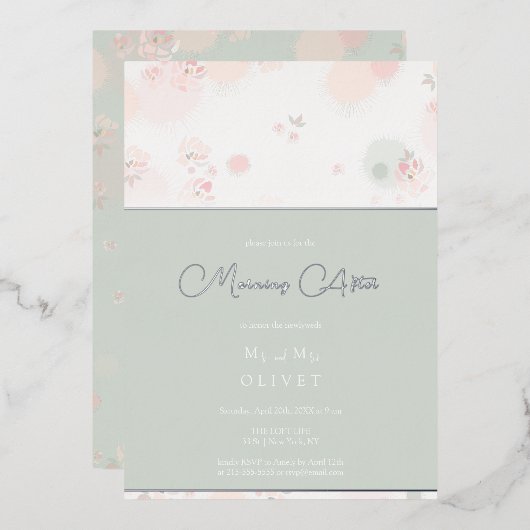 Invitation En Aluminium Roses de thé douceur matin après (Recto/Verso)