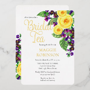 Invitation En Aluminium Roses Jaunes Violettes Boho Floral Mariage Thé F