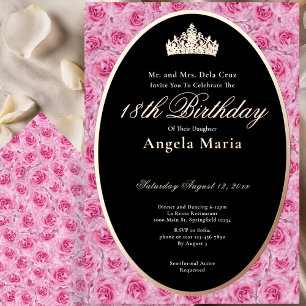 Invitation En Aluminium Roses Roses Classiques Pink 18ème Anniversaire Déb
