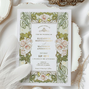 Invitation En Aluminium Roses roses romantiques Art Nouveau Mariage