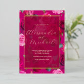 Invitation En Aluminium Roses roses roses sur Viva Magenta | MARIAGE (Debout devant)