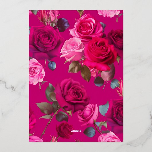 Invitation En Aluminium Roses roses roses sur Viva Magenta | MARIAGE (Verso)