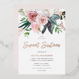 Invitation En Aluminium Roses roses tropical rose tendre Fête Sweet 16