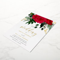 Roses Rouges & Feuille Verte Mariage Feuille d'Or