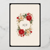 Invitation En Aluminium Roses rouges Fleurs d'ivoire Noir Musulman Mariage (Verso)