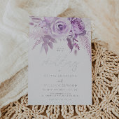 Invitation En Aluminium Roses violets enchantés Élégant mariage Argent