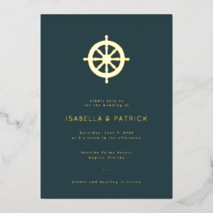 Invitation En Aluminium Roue Nautique Navy Élégante