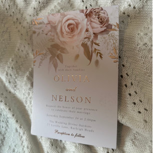 Invitation En Aluminium Rouge à joues Rose Gold Roses Rose Gold Mariage Po