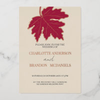 Rouge automne Feuille d'érable Mariage Rose or