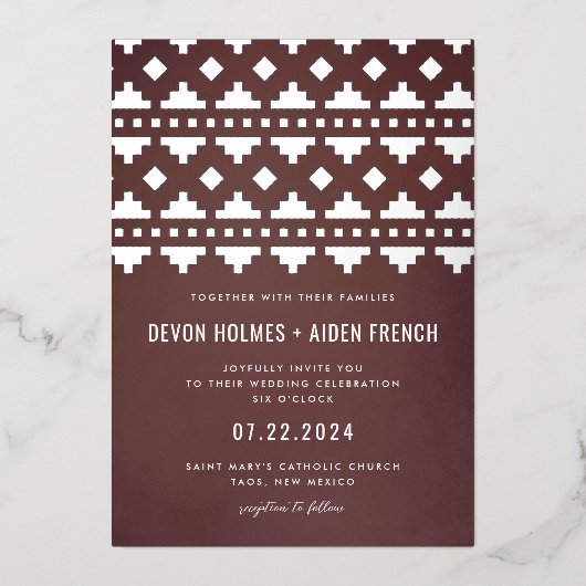 Invitation En Aluminium Rouge Bourgogne Sud-Ouest Gleam Mariage Argent (Recto)