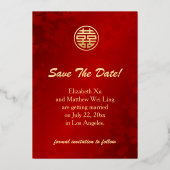 Invitation En Aluminium Rouge de fleurs de cerisier d'or | Mariage chinois (Verso)