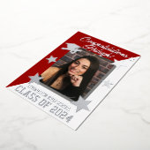 Invitation En Aluminium Rouge et blanc écarlate, Argent Diagonal Graduatio (Rotation)