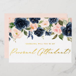 Invitation En Aluminium Rouge et Fleurs de Marine Soyez Mon Attendant Pers
