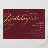 Invitation En Aluminium Rouge et or de Bourgogne | Fancy Maroon fête d'ann (Recto)