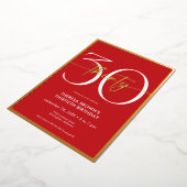 Invitation En Aluminium Rouge minimaliste moderne 30 Script Anniversaire (Rotation)
