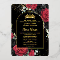 Rouge noir Rose Floral Quinceanera Sweet 16 Arc