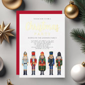 Invitation En Aluminium Rouge Nutcracker Noël Gold