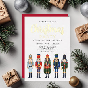 Invitation En Aluminium Rouge Nutcracker Noël Gold