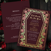 Invitation En Aluminium Rouge Rose Coffin Mariage gothique Tout en un