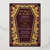 Invitation En Aluminium Rouge Rose Coffin Mariage gothique Tout en un (Recto)