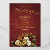 Invitation En Aluminium Rouge rustique | Orange | Mariage Bouquet Floral O (Recto)