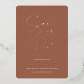 Invitation En Aluminium Rouille | Modern Minimal Script Photo Enregistrer  (Recto)
