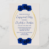 Invitation En Aluminium Royal Blue and Gold Geometry Engagement Party (Recto)