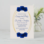 Invitation En Aluminium Royal Blue and Gold Geometry Engagement Party (Debout devant)