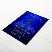 Invitation En Aluminium Royal Blue et or thème Quinceanera Real (Rotation)