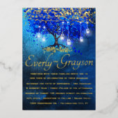 Invitation En Aluminium Royal Blue Heart Leaf Tree Gold Mariage (Recto)