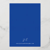 Invitation En Aluminium Royal Blue Moderne Calligraphie 3 Mariage (Verso)