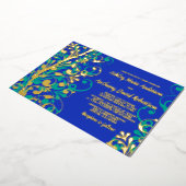 Invitation En Aluminium Royal Blue Turquoise Real Gold Foil Floral Mariage (Rotation)