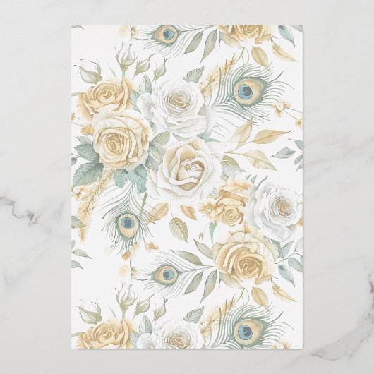 Invitation En Aluminium Royal Crest Indian White Peacock Mariage Gold (Verso)