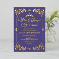 Royal Fiveness Princes 5th Birthday Foil Invitatia