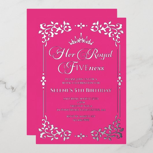 Invitation En Aluminium Royal Fiveness Princes 5th Birthday Foil Invitatia (Recto/Verso)
