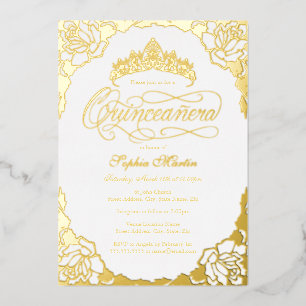 Invitation En Aluminium Royal Gold Élégant Script Quinceanera