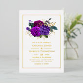 Invitation En Aluminium Royal Purple et Gold FlorMariage (Debout devant)