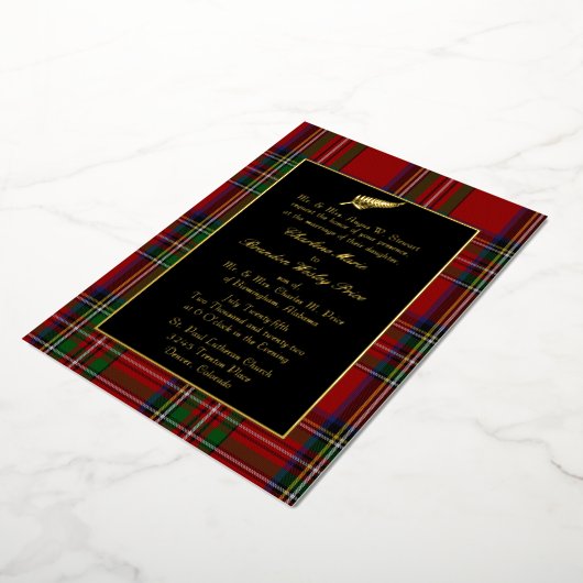 Invitation En Aluminium Royal Stewart Tartan Plaid Mariage (Rotation)