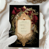 Invitation En Aluminium Royal Victorian Mariage Maroon Floral Ornamals