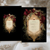 Invitation En Aluminium Royal Victorian Mariage Maroon Floral Ornamals