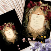 Invitation En Aluminium Royal Victorian Mariage Maroon Floral Ornamals