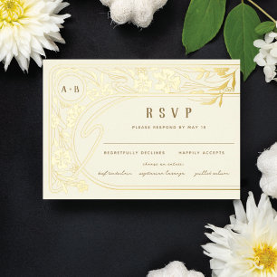 Invitation En Aluminium RSVP Art Nouveau en feuille métallique Arch