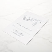 Invitation En Aluminium RSVP de mariage à l'écriture moderne argent (Rotation)