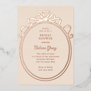 Invitation En Aluminium Ruban Antique Nœud Cadre Victorien Shower de Marié