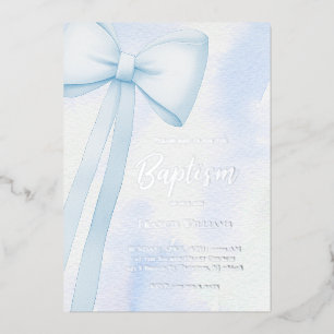 Invitation En Aluminium ruban bleu Baptême