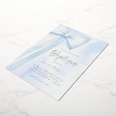 Invitation En Aluminium ruban bleu | Baptême (Rotation)