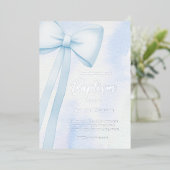 Invitation En Aluminium ruban bleu | Baptême (Debout devant)