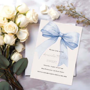 Invitation En Aluminium Ruban bleu crème beige élégant Sweet 16 argent