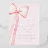 Invitation En Aluminium ruban rose | Baptême (Recto)