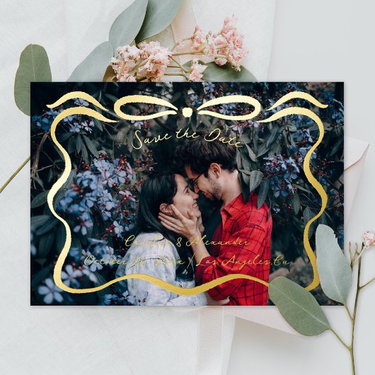 Invitation En Aluminium Rubans encastrés et photo de la bow